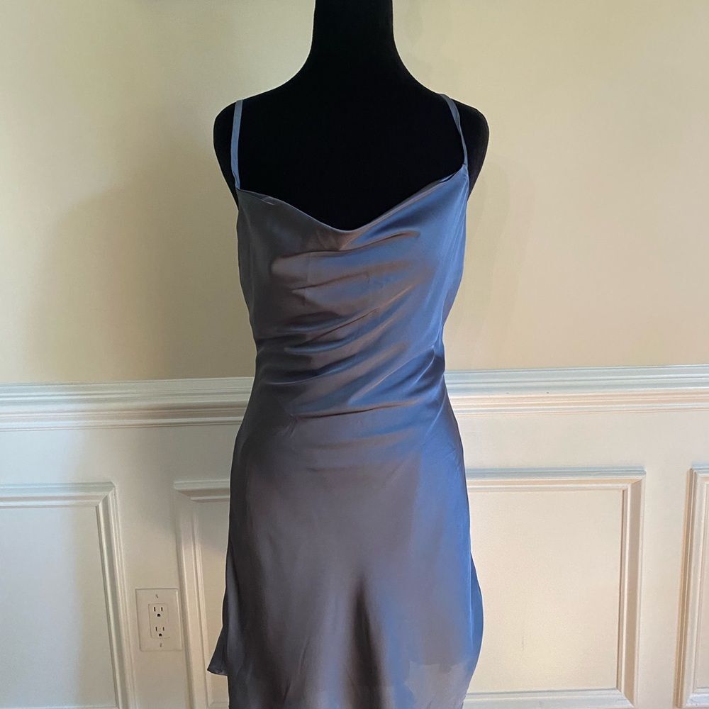 Hollister-co Women's Grey Satin Cowl neck slip Dress Small